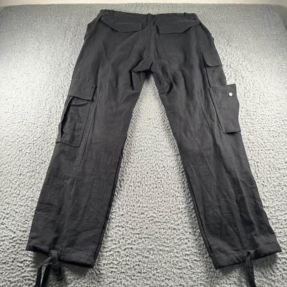 Rhude Pants Mens M‎ Black Linen Cargo Pocket Drawstring Ankle Utility Trousers